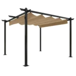 Garden Gazebo with Retractable Roof - Taupe - 3 x 3m