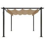 Garden Gazebo with Retractable Roof - Taupe - 3 x 3m