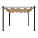 Garden Gazebo with Retractable Roof - Taupe - 3 x 3m