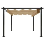 Garden Gazebo with Retractable Roof - Taupe - 3 x 3m