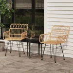 x2 Poly Rattan Garden Chairs With Armrest