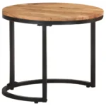 3 Side Tables With Solid Acacia Wood & Iron Base