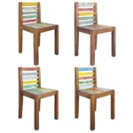 x4 Multi Colour Dining Chairs - Solid Reclaimed Wood