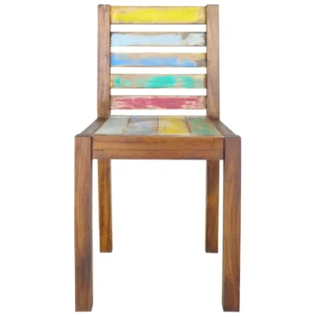 x2 Multi Colour Dining Chairs - Solid Reclaimed Wood