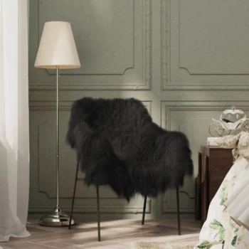 Black Icelandic Sheepskin Chair Cover - 70 x 110cm