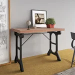 Solid Fir Wood And Iron Dining Table - 110 x 65 x 82cm