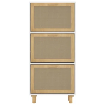 Modern Natural Rattan Shoe Cabinet - White - 52 x 25 x 115cm