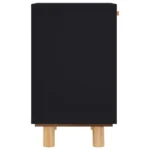 Natural Rattan Scandinavian Bedside Cabinet - Black