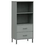 OSLO Bookcase with 2 Drawers - Grey - 60 x 35 x 128.5cm