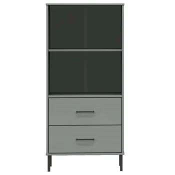 OSLO Bookcase with 2 Drawers - Grey - 60 x 35 x 128.5cm