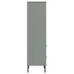 OSLO Bookcase with 2 Drawers - Grey - 60 x 35 x 128.5cm