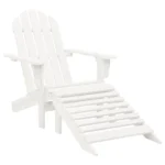 Wooden Garden Chair With Ottoman - White