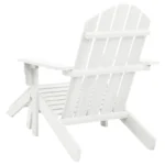 Wooden Garden Chair With Ottoman - White