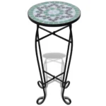 Mosaic Side Table Plant Table - Green White