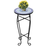 Mosaic Side Table Plant Table - Blue White