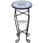 Mosaic Side Table Plant Table - Blue White