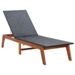 Poly Rattan Sun Lounger - Acacia Wood