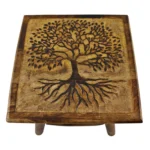 Tree of Life Hand Carved Stool - Mango Wood - 25 x 25 x 25cm