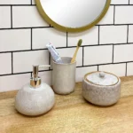 Bathroom - Taupe Ceramic Pot With Lid - 12 x 10 x 12cm