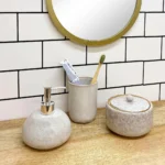 Taupe Ceramic Soap Dispenser - 14 x 12 x 13cm