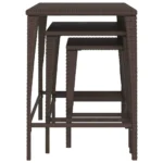 3 Poly Rattan Nesting Tables - Brown