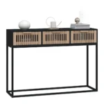 Console Table - Engineered Wood And Iron - Black - 105 x 30 x 75cm