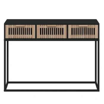 Console Table - Engineered Wood And Iron - Black - 105 x 30 x 75cm