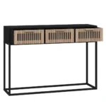 Console Table - Engineered Wood And Iron - Black - 105 x 30 x 75cm