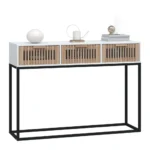 Console Table - Engineered Wood And Iron - White - 105 x 30 x 75cm