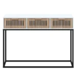 Console Table - Engineered Wood And Iron - White - 105 x 30 x 75cm