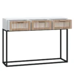 Console Table - Engineered Wood And Iron - White - 105 x 30 x 75cm