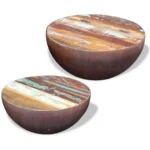 Bowl Shaped Coffee Table - 2 Piece Set - Reclaimed Wood