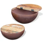 Bowl Shaped Coffee Table - 2 Piece Set - Reclaimed Wood