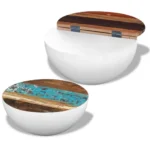 Bowl Shaped Coffee Table - 2 Piece Set - Reclaimed Wood