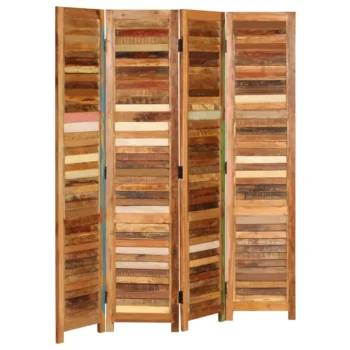 4 Panel Room Divider - Solid Reclaimed Wood - 40 x 170cm