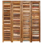 4 Panel Room Divider - Solid Reclaimed Wood - 40 x 170cm