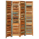 4 Panel Room Divider - Solid Reclaimed Wood - 40 x 170cm