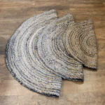 Round Jute and Recycled Denim Rug - 120cm