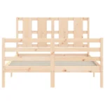 Wooden Bed Frame With Headboard - 195.5 x 140.5 x 100cm