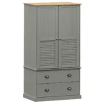 2 Door Bedroom Wardrobe - Grey - 90 x 55 x 176cm