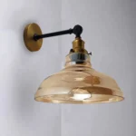 Wall Mounted Vintage Amber Glass Wall Light And Shade