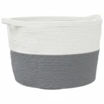 100% Cotton Laundry Basket - Grey and White - 60 x 36cm