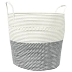 100% Cotton Storage Basket - Grey and White- 43 x 38cm