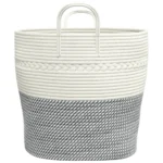 100% Cotton Storage Basket - Grey and White- 43 x 38cm