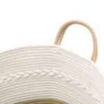 100% Cotton Storage Basket - Beige and White - 43 x 38cm