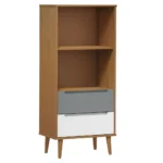 Bookcase MOLDE - Solid Wood Pine -Brown - 60 x 35 x 133.5cm