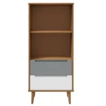 Bookcase MOLDE - Solid Wood Pine -Brown - 60 x 35 x 133.5cm