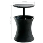 Rattan Anthracite Garden Drinks Cool Bar Table - 30L