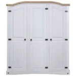 3 Door Bedroom Wardrobe - White - 150.5 x 52 x 170cm