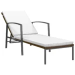 Poly Rattan Garden Sun Lounger With Cushion